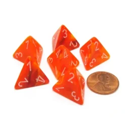 Dice>Vortex 18mm 4 Sided D4 Chessex Dice, 6 Pieces - Solar with White - Your Source for Gaming Essentials
