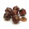 Dice>Vortex 20mm 20 Sided D20 Chessex Dice, 6 Pieces - Burgundy with Gold Numbers - Your Source for Gaming Essentials