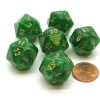 Dice>Vortex 20mm 20 Sided D20 Chessex Dice, 6 Pieces - Green with Gold Numbers - Your Source for Gaming Essentials