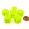 Dice>Vortex 15mm 6-Sided D6 Numbered Dice, 6 Pieces - Electric Yellow with Green - Your Source for Gaming Essentials