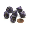 Dice>Vortex 16mm Tens D10 (00-90) Chessex Dice, 6 Pieces - Purple with Gold Numbers - Your Source for Gaming Essentials
