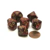 Dice>Vortex 16mm Tens D10 (00-90) Chessex Dice, 6 Pieces - Burgundy with Gold Numbers - Your Source for Gaming Essentials