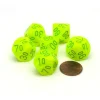 Dice>Vortex 16mm Tens D10 (00-90) Chessex Dice, 6 Pieces - Electric Yellow with Green - Your Source for Gaming Essentials