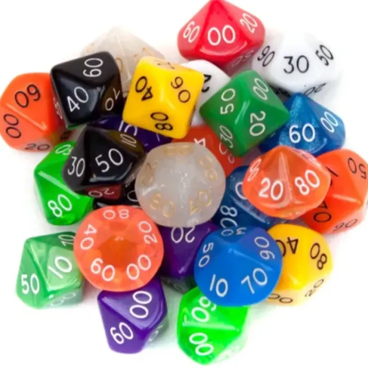 Dice>Wiz Dice 25 Pack of Random D10 Tens (00) Polyhedral Dice in Multiple Colors - Your Source for Gaming Essentials