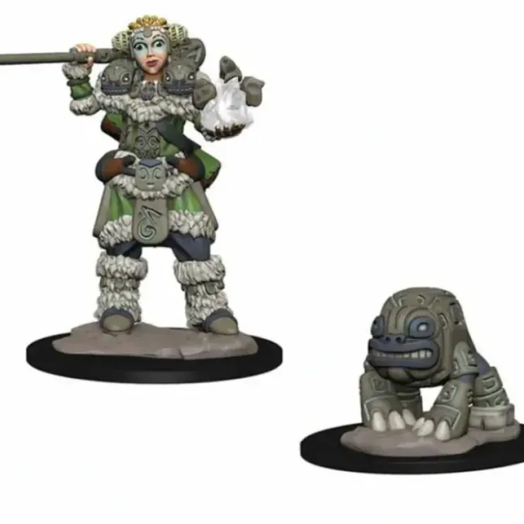 Tabletop Miniatures>WizKids Wardlings Painted Miniatures: (W1) Girl Druid & Stone Creature - Your Source for Gaming Essentials