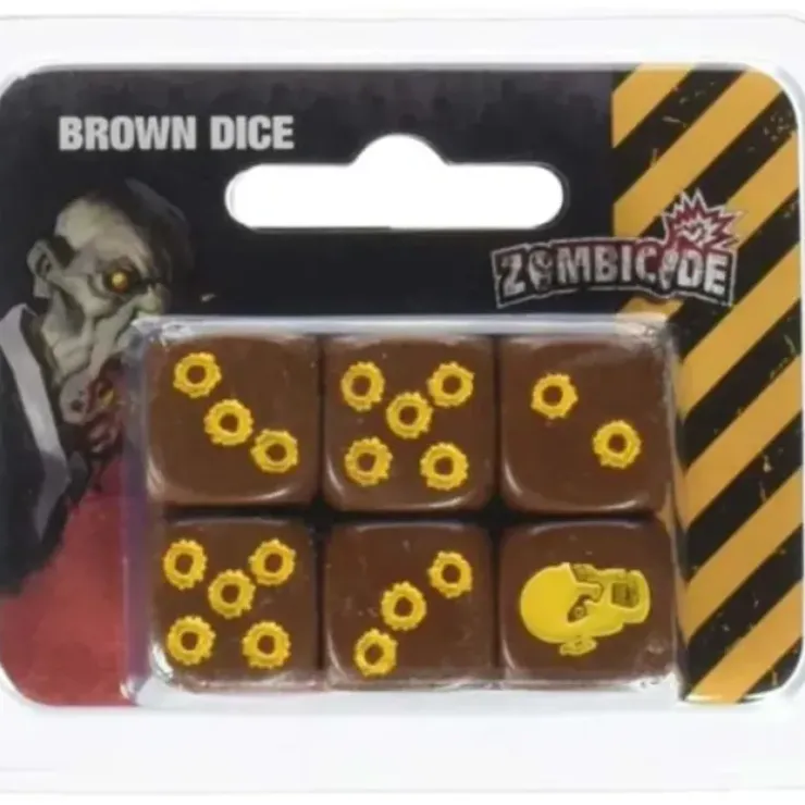 Dice>Zombicide: 6 Pack of Brown Dice with Yellow Pips - Your Source for Gaming Essentials